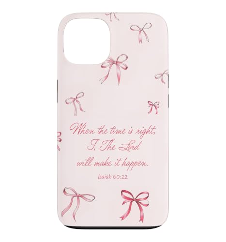 Aesthetic Christian Quote Pink Ribbon Bow Faith Bible Verse Case for iPhone 13