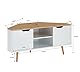 BAÏTA Lyna TV-Schrank Eckschrank – Dekor Weiß und Eiche – Industrie-Stil – L 115 x T 55 x H 53,5 cm