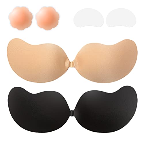 YFCACT Soutien-Gorge Collant Soutiens-Gorge sans Bretelles pour Femmes Push Up Dos Nu adhésif Silicone Invisible Ascenseur sans