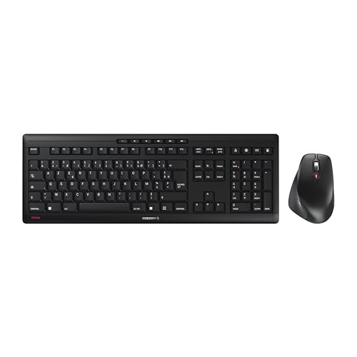 Cherry Stream Desktop Comfort, Set Tastiera E Mouse Wireless, Layout Per La Francia (Azerty), 2,4 Ghz, Tasti Silenziosi, Mouse Ergonomico Per Destrima