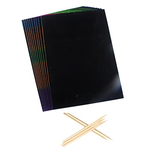 GALPADA 55Pcs Scratch Paper with Wooden Stylus for Creative Activity Craft Fun Drawing Boards for Hands Skills