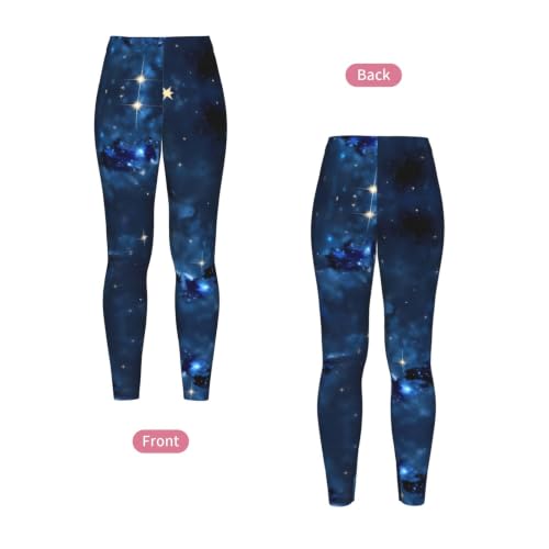 Leggings de compresión suave para mujer con estampado Blue Galaxy de gimnasio 4