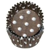 Brown Greaseproof Polka Dot Baking Cup Cupcake Liners - Pack of 50