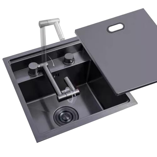 ステンレススチール製 見えないバーシンク コンパクト RV & キッチンアイランド カバー付き 食器洗い用サイフォン プール用 小さなスペース用 (30 * 45 21cm)