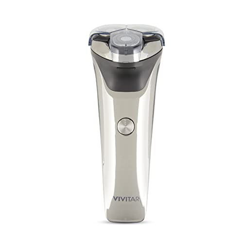 Image of VIVITAR Metallic Cordless 3 Head Rotary Shaver, Cordless Electric Rotary Shaver for Men with Three Independently-Floating Heads, Pop-up Trimmer, and Stainless Steel Blades for Wet and Dry Uses