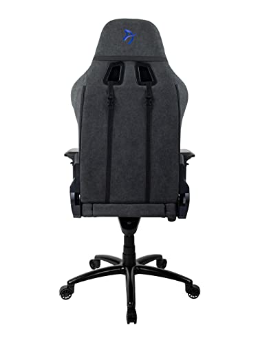 Arozzi Verona Signature Premium Upholstery Soft Fabric Ergonomic Computer Gaming Chair Office Chair With Recliner Swivel Tilt Rocker 4D Armrests Neck And Lumbar Pillows - Dark Grey With Blue Accents #TOP3