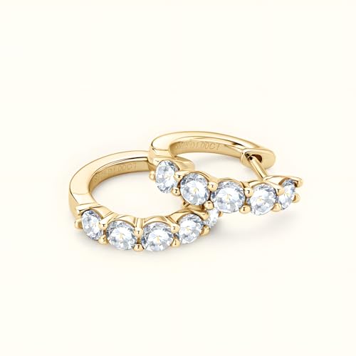 Moissanite Hoop Earrings Huggie Hoops Earrings for Women, 2ct D Color VVS1 18K White Gold Plated S925 Hypoallergenic, Wedding Earrings Jewelry for Gifts2