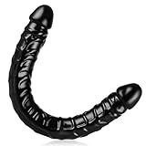 Giant Realistic Black Double Dildo for Double-Sided Lesbian G-Spot Stimulator Sex Toy for Women Men Couples Dildo Length 43 cm Diameter 4cm