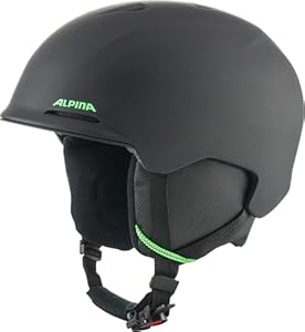 ALPINA BRIX JR - sicherer, perfekt klimatisierter und komfortabler Skihelm für Kinder, mit waschbarem Innenfutter - Black-neon matt - L (55-59 cm)