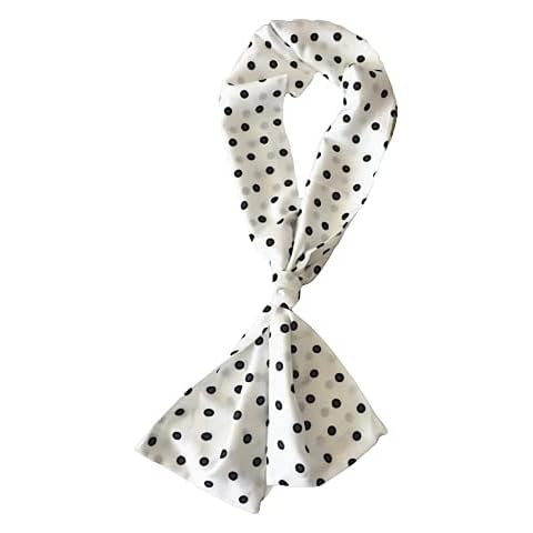 Chic Stories Polka Dot Scarf White Black Green Scarves for Women Accessories Neckerchiefs Gifts for Her 14x145cm (White, 14x145cm) Cover