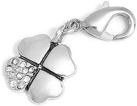 Silver Lucky Clover Shape Fashion Charm Pendant for Bracelets Necklaces by VAGA