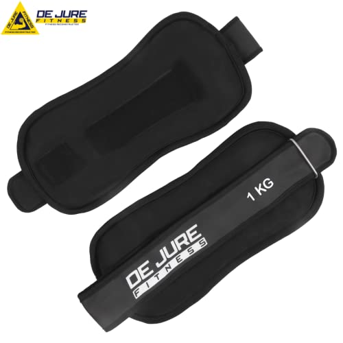 Image of DE JURE FITNESS Polyester and Cast Iron Ankle Weights Set For Cardio and Weight Training, 1KG Pair (1Kg x 2 = 2kg) (P) Yellow (Black-Black)