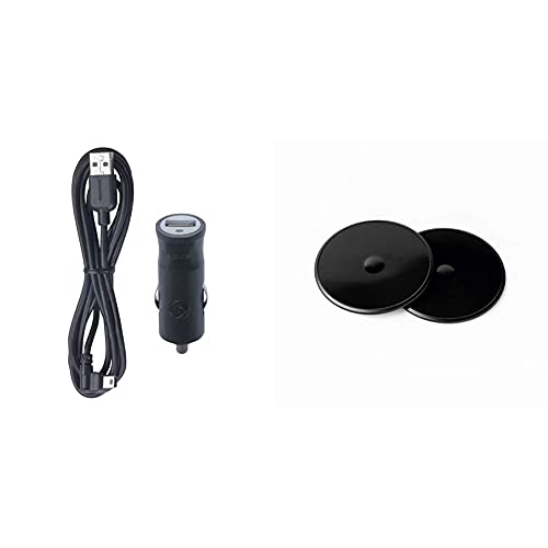 TomTom Compact USB Car Charger & Sat Nav Adhesive Dashboard Mount Disks for All Sat Nav Models (e.g. GO, Start, Via, GO Basic, GO Essential, GO Premium, Rider)