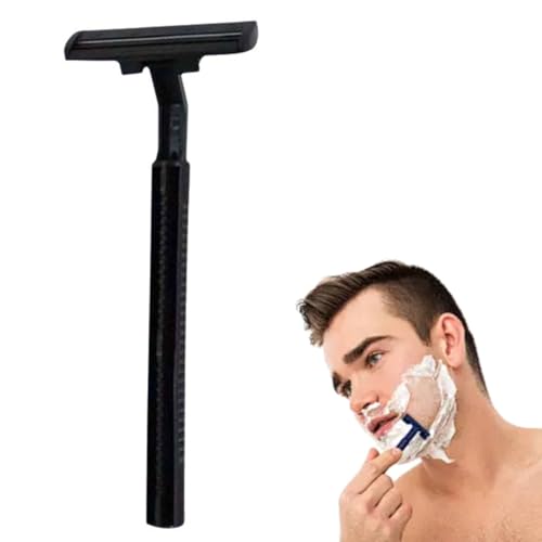 Maquinillas de afeitar desechables, hoja de afeitar de acero inoxidable, para camping, viajes, multiusos, portátil, maquinilla de afeitar manual para hombre, para baño, hotel, viajes (negro, 1 unidad)