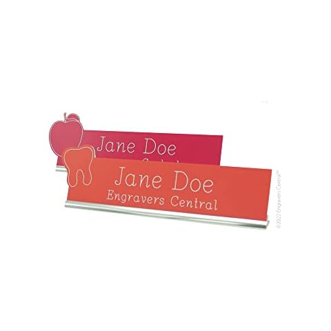 Personalized Engraved Industry Theme Shaped Name Plate for Teacher Appreciation, Sport & Dog Lovers, Dentist or Achievement Stars (20 Color Options) & a Sleek Silver Office Desk Holder - Customize Cover