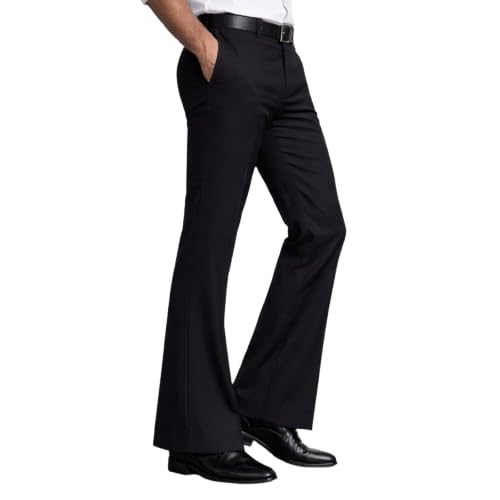 fayrouz Men's Black Flared Bootcut Formal Trousers-picture-50