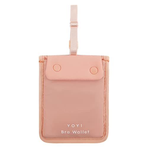 Image of YOYI YOYI RFID Undercover Bra Wallet,Travel Pouch,Secret Pocket - Credit Cards & Money & Valuables with Adjustable,Elastic Strap Suitable for All Bra Sizes Pink -Large