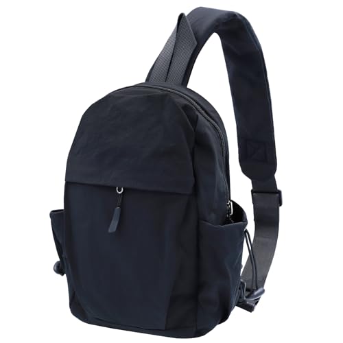 CHEESANHERR Zaino Monospalla, Borsa da Petto Regolabile, Sling Bag Zainetto Tracolla Borsa a Spalla Piccolo Borsello Tracolla Crossbody Bag Viaggio Sportivo Ciclismo Passeggiate per Uomo Donna (Nero)