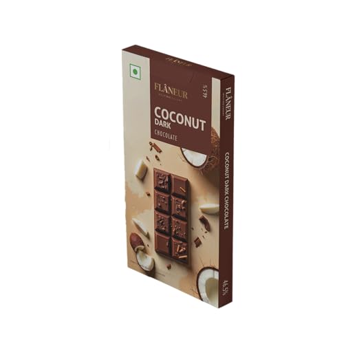 Image of Flaneur Coconut Dark Chocolate Bar, 50 gm | Rich Dark Chocolate Filled with Fresh Dessicated Cococonut | Perfect for Gifting, Dessert & Everyday Indulgence by Haldiram