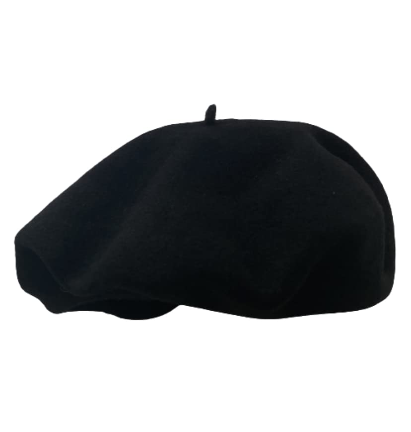 Woolmark100 Pure New Wool French Beret Hat Original Vintage Black
