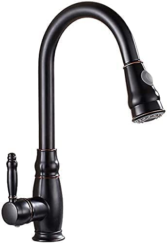 Mitigeur de cuisine noir et or H-40 cm design contemporain pour évier élégant