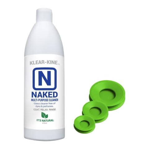 KLEAR Kryptonite Naked Glass Cleaner 16oz & Silicone Cleaning Caps 3X To Clean Quickly And Easily Cover