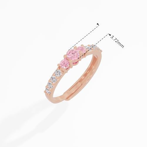 Image of U ARE 925 Sterling Silver 18K Gold and Rose Gold Plated Sparkling Three-Stone Ring | Gift for Women and Girls | With Certificate of Authenticity and 925 Stamp