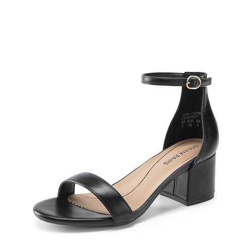 DREAM PAIRS DREAM PAIRS Womens Low-Chunk Low Heel Pump Sandal,Size 10,Black/Pu,LOW-CHUNK