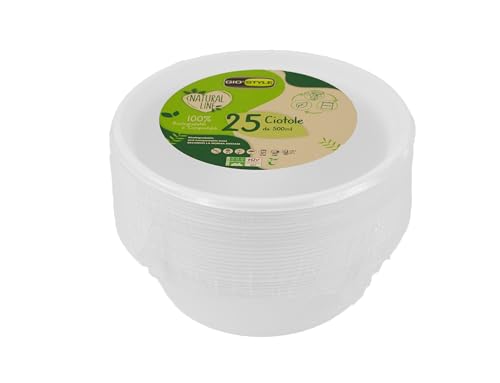 GIO'STYLE Ciotole 400 ml | 25 Pezzi | Polpa di Cellulosa | Biodegradabili e Compostabili