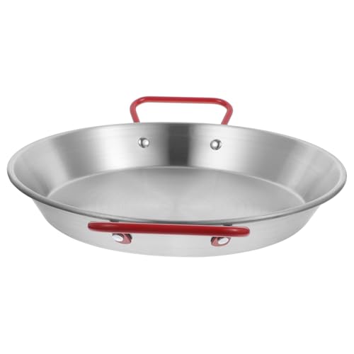 Healifty Sartén de Acero Inoxidable Antiadherente para Pollo Frito y Pasta Italiana Fondo Plano para Cocción Uniforme Utensilio Práctico para Cocina Doméstica y Restaurante