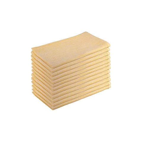 Neolino 100% Cotton Premium Quality 20 x 20 Inches Dinner Napkins, Set of 12 Yellow Chambray Cloth Napkins with Mitered Corners, Durable Hotel Quality, Pre-Washed Cover