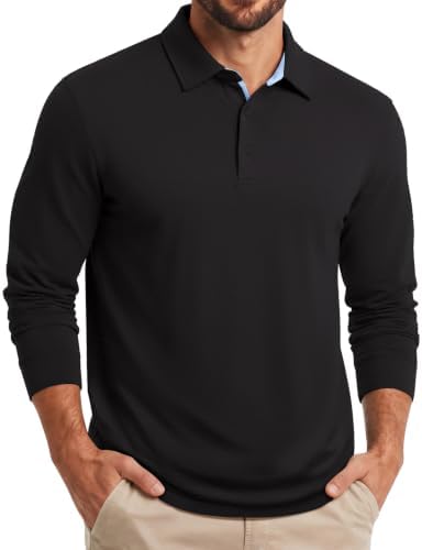 COOFANDY Poloshirt Herren Langarm Polo Shirt Langarmshirt | Langarm Polohemd Longsleeve Herren T Shirt, Regular Fit, Casual Business Golfshirt, S-4XL