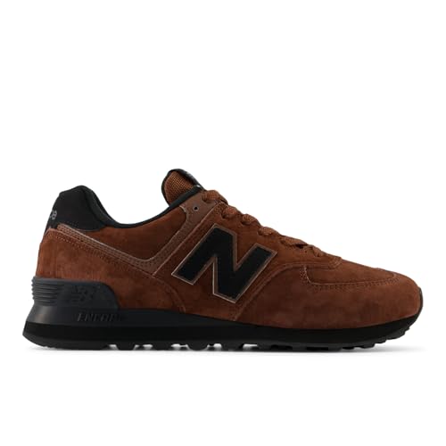 New Balance 574 - Zapatillas de piel de ante para hombre, Brown Black, 40.5 EU