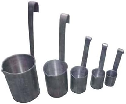 BHATI Set of Milk/Oil/Liquid Measuring Traditional Milkman Aluminum Cups/Scales with Vertical Handles. Set of 5 (50ml, 100ml, 200ml, 500ml & 1Ltr.)