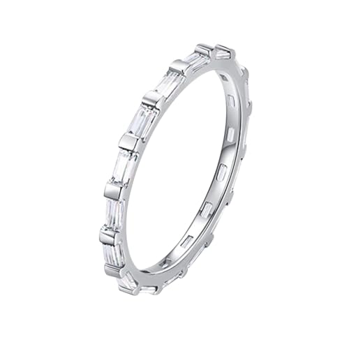 Bague fiançailles argent 925 avec oxyde de zirconium rectangulaire élégant