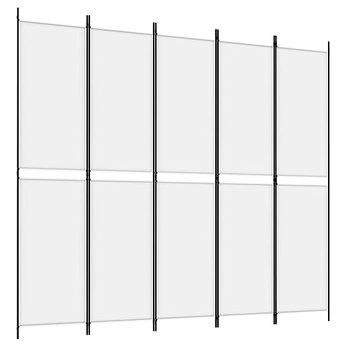 Divisorio a 5 Pannelli Bianco 250x220 cm Tessuto