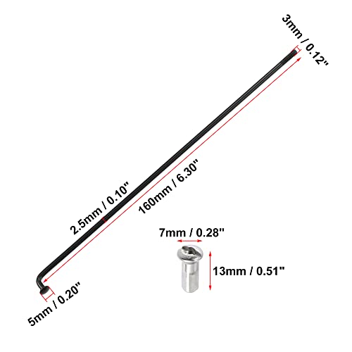 X AUTOHAUX 40pcs Bicycle Carbon Steel Spoke 12G 160mm Length with Nipples Black, 0.51"x0.28" - Image 3