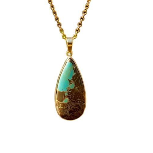 Collier turquoise naturelle poire LKBEADS et sa chaîne en argent 925