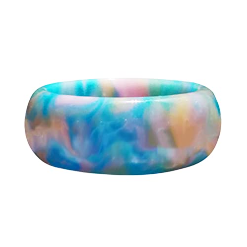 蓮の指輪 ブルーシックジュエリーリングクラウドクラウドスタイルカラフルなリングビーチと女の子アクリルレディースブルーシンプルラッキーリングリングリング チャンピオンリングの陳列ケース (F, One Size)