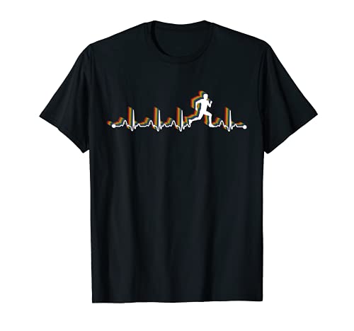 Running Retro Heartbeat EKG Vintage 80s Style Camiseta