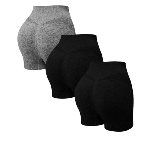 2 Pack Mallas Cortas Mujer Push Up Pantalones Cortos Deportes Cintura Alta Antirozaduras Pantalon Corto Deportivos Anticeluliticos Leggins Shorts Running Yoga Elásticos Short Gimnasio Fitness Ciclista