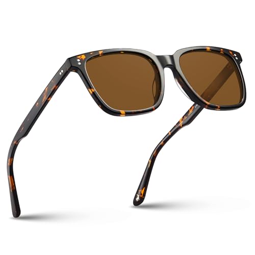 Image of CARFIA Acetate Polarized Sunglasses for Men UV400 Protection Classic Retro Square Shades Driving Glasses
