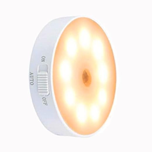 Lâmpada Sensor de Movimento Luminária LED Recarregável USB Luz Noturna Para Casa Escritório Automática Com Indução Smart Econômica Doméstica 1.6W Sem Fio 360º Branco Quente E Frio PREMIUM ONYK (BRANCO QUENTE)