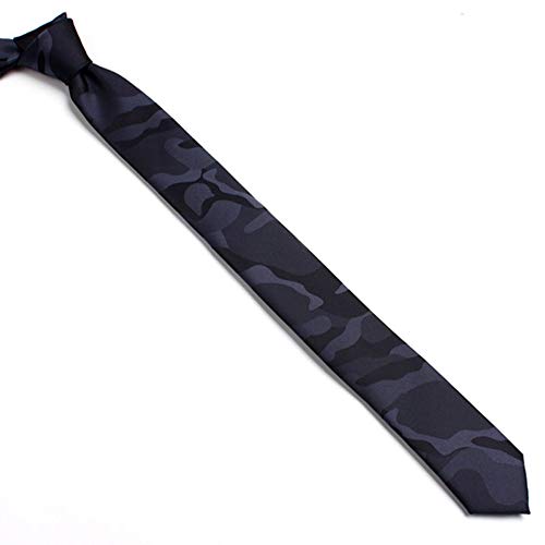 Manoble New Slim Camo Ties For Men Classic 2 Inches Black Gray Camouflage Necktie #TOP1