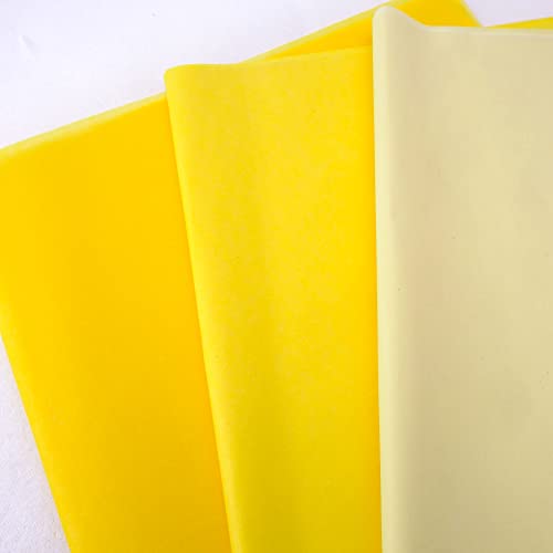 Image of MR FIVE 60 Sheets Assorted Yellow Tissue Paper Bulk,20 inch x 14 inch,Fall Color Tissue Paper for Gift Bags,Halloween Birthday Wedding Holiday,3 Colors (Yellow)