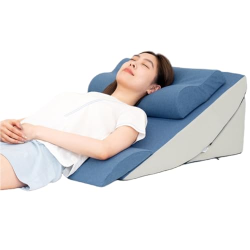 Bxzzuis三角枕 傾斜枕 良性発作性頭位めまい症 枕 逆流性食道炎枕 術後用ウェッジ枕 角度調整可能 体にフィット 安眠サポート カバー洗える 介護用 (ブルー腰枕付き)
