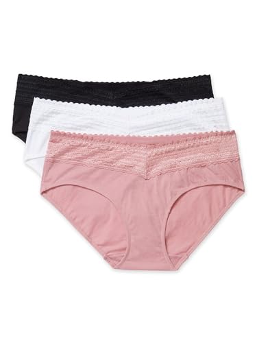 Warner's Women's Blissful Benefits Dig-Free Comfort Waist with Lace Cotton Hipster 3-Pack Ru2263w