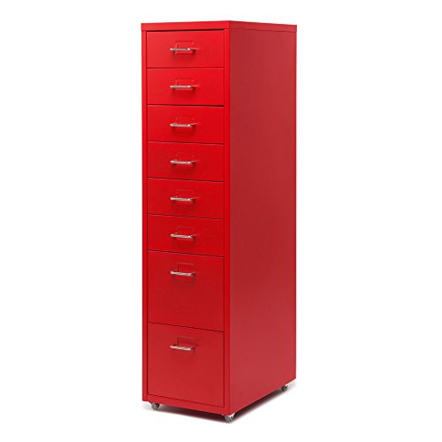 IKAYAA Office Tall Metal File 8 Drawers Detachable Mobile Steel