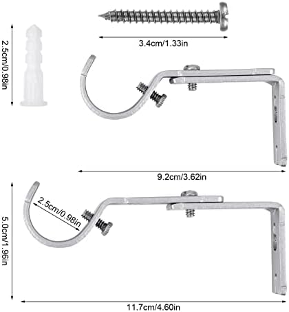RosewineC 3 Pieces Curtain Brackets,Curtain Holder Metal Curtain Holder Adjustable Curtain Bracket Heavy Duty Curtain Brackets with Screw for Poles Wall Rod