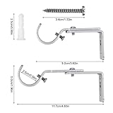 3 Pcs Curtain Pole Bracket Heavy Duty, Adjustable Length 9cm to 12cm,Adjustable Curtain Rod Brackets,Metal Heavy Duty Wall Rod Brackets with Screws,Silver - Image 2